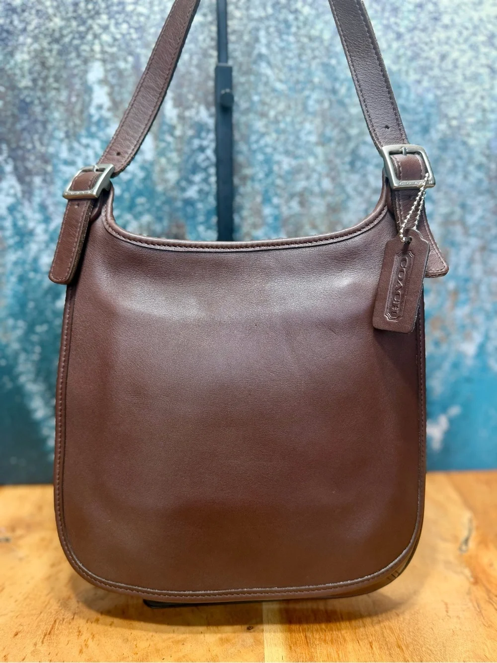 Coach Rare Vintage 1999 Made in USA Slim Hippie Flap Bag Chocolate Brown